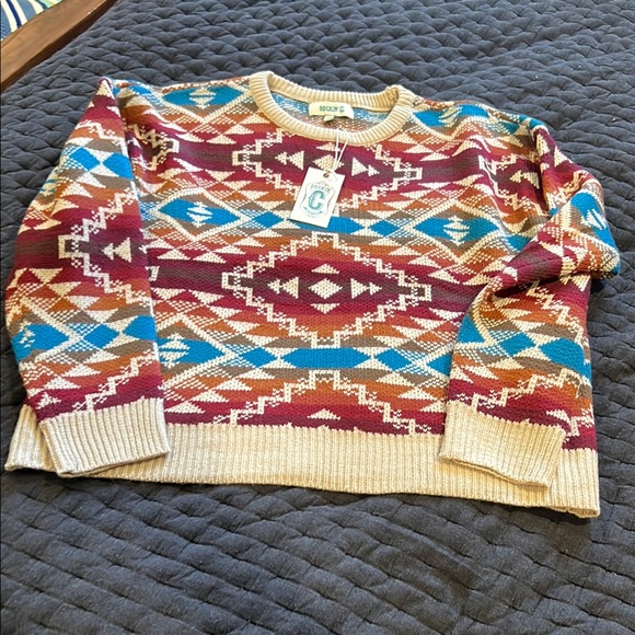 Multicolor Patterned ladies sweater size large Rockin C brand - Picture 2 of 4
